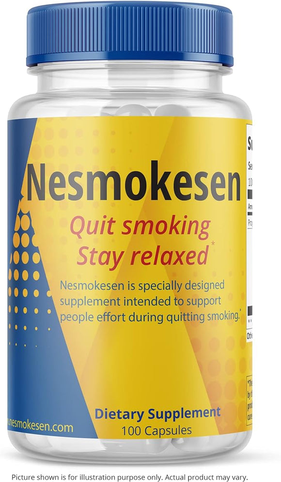 Nesmokesen - Quit Smoking Stay Relaxed, (100 Capsules / 27 Days Supply) Made in The USA